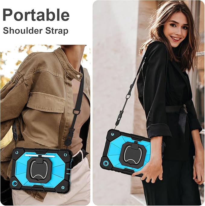 for Galaxy Tab A11+ Plus / A9+ Case 11 Inch Rugged Case for Samsung Galaxy A9 Plus/A11+ Tablet with Screen Protector 360 Rotating Stand Shoulder Strap Pen Holder 2025/2023 Model Black Blue