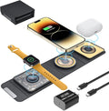 Mag-Safe 3 in 1 Charging Station for Apple [with 25W Adapter] Foldable Magnetic Wireless Charger 15W Fast Charging Pad Travel Charger for Multple Devices for iPhone 15 14 13 12 Apple Watch AirPods