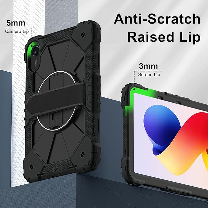 Case for Xiaomi Redmi Pad 2 Pro 12.1 inch (2025) TabletHeavy Duty Cover Rugged Shockproof Protective Case w/Kickstand Cover for Redmi Pad 2 Pro 12.1 inch (Black+2 Glass)