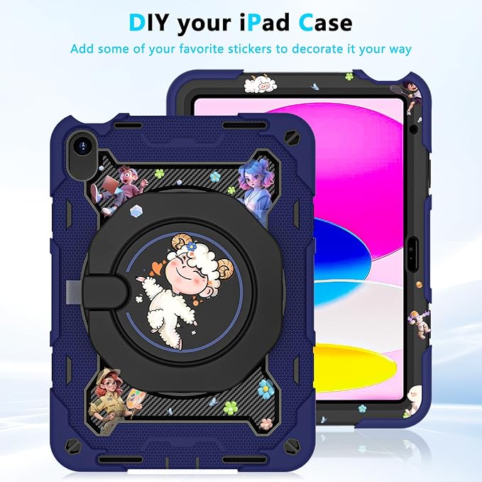 ROISKIN Case for iPad A16 11th Generation 11 Inch 2025 iPad 10th Generation Case 10.9 for Kids with Screen Protector360 Kickstand &amp HandleShoulder StrapHeavy Duty Military Grade Drop Protecti