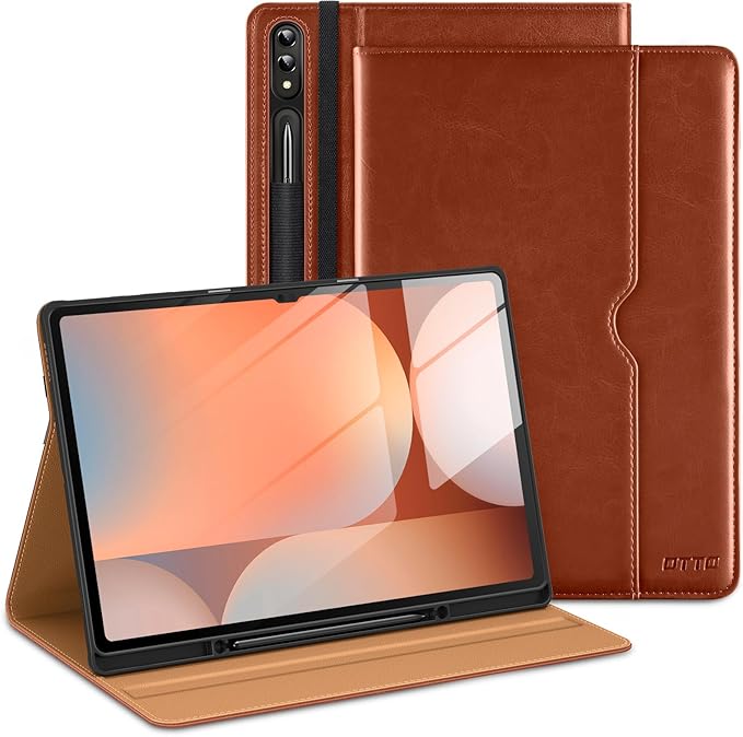 DTTO for Samsung Galaxy Tab S10 Ultra / S9 Ultra / S8 Ultra Case 2024/2023/2022 Premium Leather Business Folio Stand Cover with S Pen Holder for 14.6 Inch Tablet Auto Wake/Sleep Brown