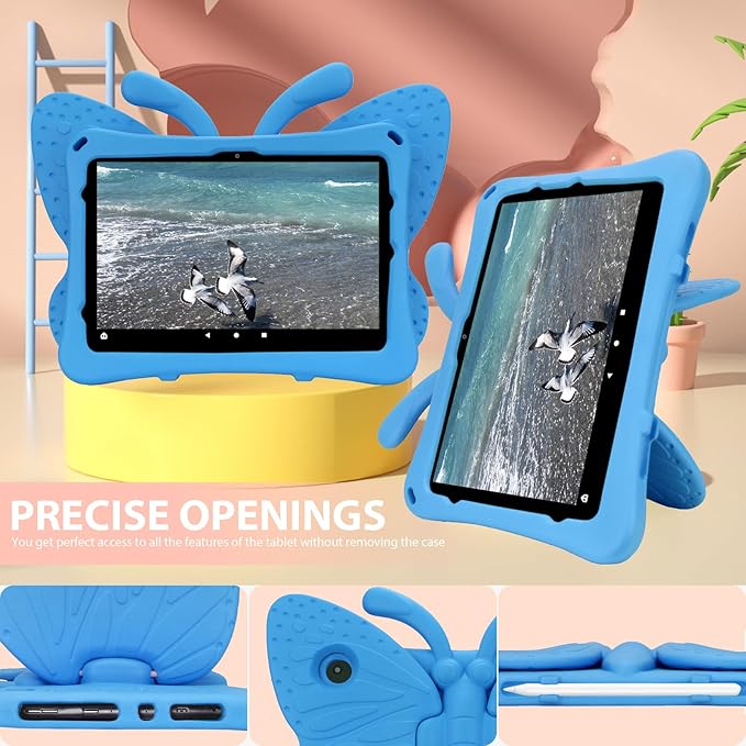 Dteck Fire HD 10 Tablet Kids Case (2021/2023 Release 11/13th Generation)3D Cute Butterfly Case for Kids Lightweight Stand Shockproof Rugged Heavy Duty Fire HD 10 Kids Pro Tablet Cover for GirlsBlue