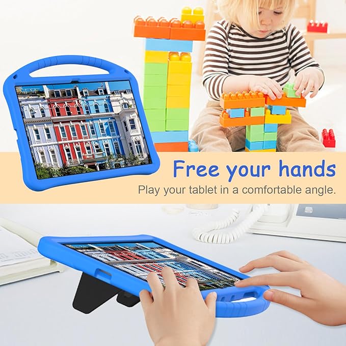 Kids Case for Samsung Galaxy Tab S10 Ultra/S9 S8 Ultra 14.6-inch Tablet Techcircle Light Weight Shock Proof EVA Foam Handle Rugged Stand Protective Cover Blue