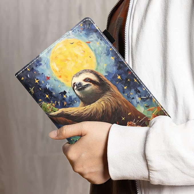 Case for All-New Amazon Kindle Fire HD 10 &amp 10 Plus Tablet 10.1 (13th/11th Generation 2023/2021 Release) - PU Leather Folio Case with Smart Auto Wake/Sleep Sloth