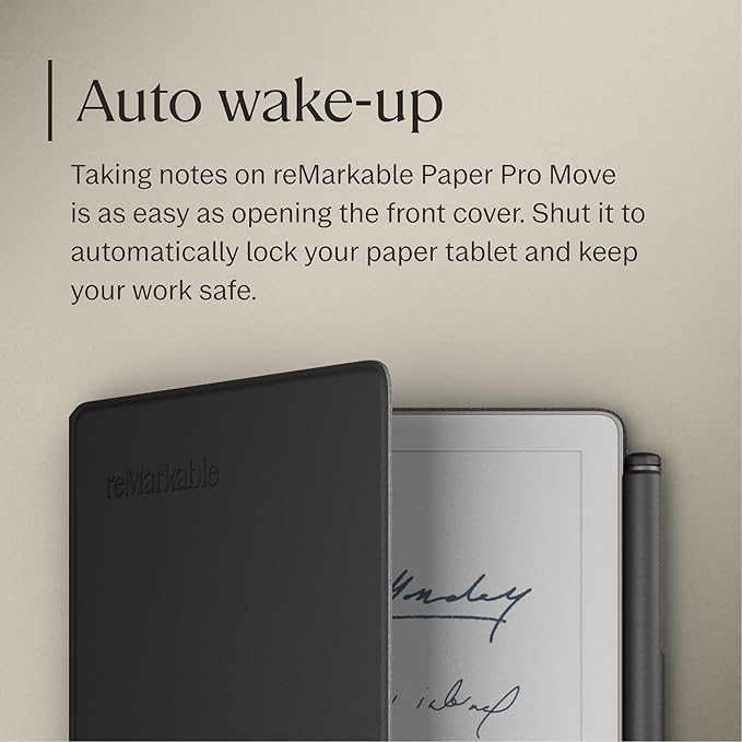 reMarkable Paper Pro Move - Black Leather Book Folio for Your 7.3'' Paper Tablet