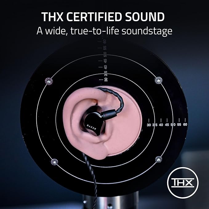 Razer Moray in-Ear Monitor for All-Day Streaming: Clear Full-Range Audio - Comfortable Fit - Low Profile Design - Sound Isolating Earbuds - Detachable Over-Ear Wire - Custom Ear Tips &amp Case - Bla