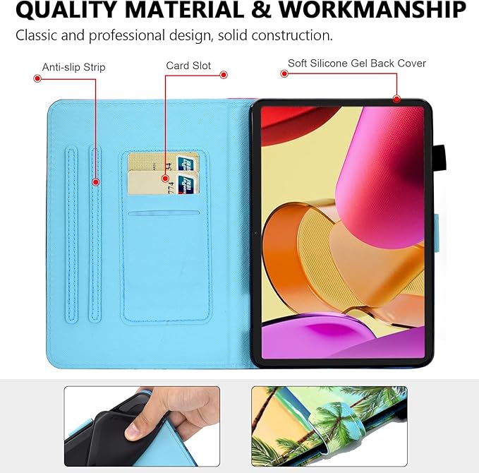 Case for Amazon Fire Max 11 13th Generation (2023) Techcircle Folio Stand PU Leather Magnetic Smart Wallet Soft Cover Protective Case with Pen Holder+Card Slots Auto Wake/Sleep Summer Beach