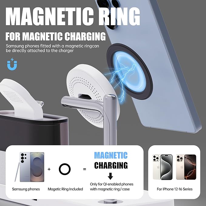 Magnetic Charger for Samsung 5 in 1 Wireless Charging Station for Samsung Galaxy S25 Ultra/S24/S23/S22 Galaxy Watch 8/7/6/4/5 Galaxy Buds/Pro Upgraded Version