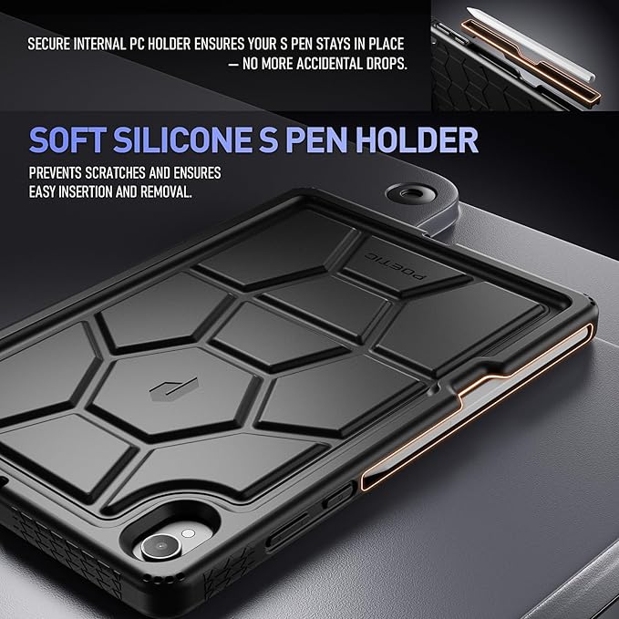 Poetic TurtleSkin Case for Samsung Galaxy Tab S11 (2025 Release) 11 inch Case with S Pen Holder Heavy Duty Shockproof Kids Friendly Protective Silicone Cover Black