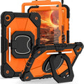 Case for Galaxy Tab A11 Plus/A9 Plus 11 Inch Heavy Duty Cases for Samsung Galaxy A11+/A9+ Tablet Case with Screen Protector 360 Rotating Stand Shoulder Strap Pen HolderBlack Orange