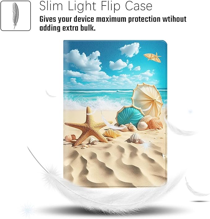 Case for iPad Pro 13 Inch M4 (iPad 7th Generation 2024)Adjustable Stand Auto Wake/Sleep Function Full Body Protection Cover - Summer Beach