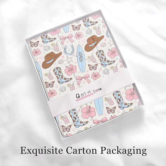 Cute Western Cowboy Flower for iPad Pro 11 Inch Case (M5/M4) 2025/2024 with Pencil Holder Auto Sleep/Wake White Leather Acrylic Back Detachable Cover