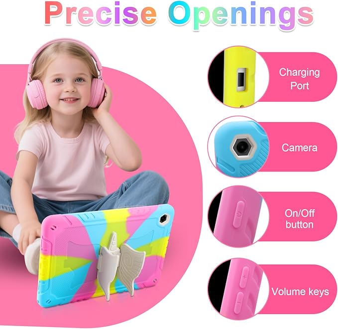 for Samsung Galaxy Tab A9 Plus Case for Samsung Tablet 11 inch Cover with Tempered Glass Screen Protector Shoulder Strap Shockproof for Galaxy Tab A9 Plus Tablet Case Kids Girls Colourful Unicorn
