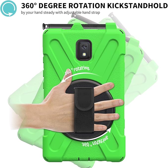Case for Samsung Galaxy Tab Active 3 8 T570 T575 T577 Heavy Duty Shockproof Rugged 3 Layer Kids Durable Case with 360 Swivel Kickstand Shoulder Strap &amp Hand Strap
