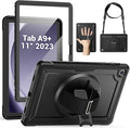 SEYMAC for Samsung Galaxy Tab A9+ Plus Case 11 2023 (SM-X210/X216/X218) Full-Body Shockproof Protective Case with Screen Protector Rotating Stand and Hand/Shoulder Strap Black