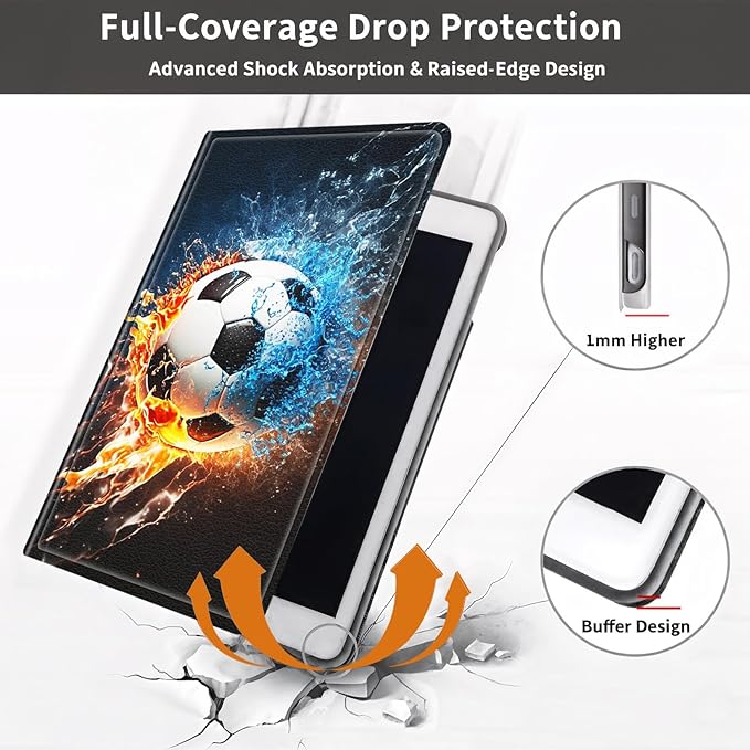 Case for Samsung Galaxy Tab A9+ / A9 Plus 11-Inch 2023 Slim PU Leather Stand Cover with Auto Wake/Sleep Lightweight Full-Body Protective Case for Galaxy Tab A9+ 11 Tablet Soccer Ball