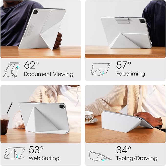 PITAKA for iPad Pro 13 Inch Case 2025/2024 Compatible with iPad Pro M5/M4 Portrait/Landscape Magnetic Case with Pencil Holder 4 Standing Angles and - White