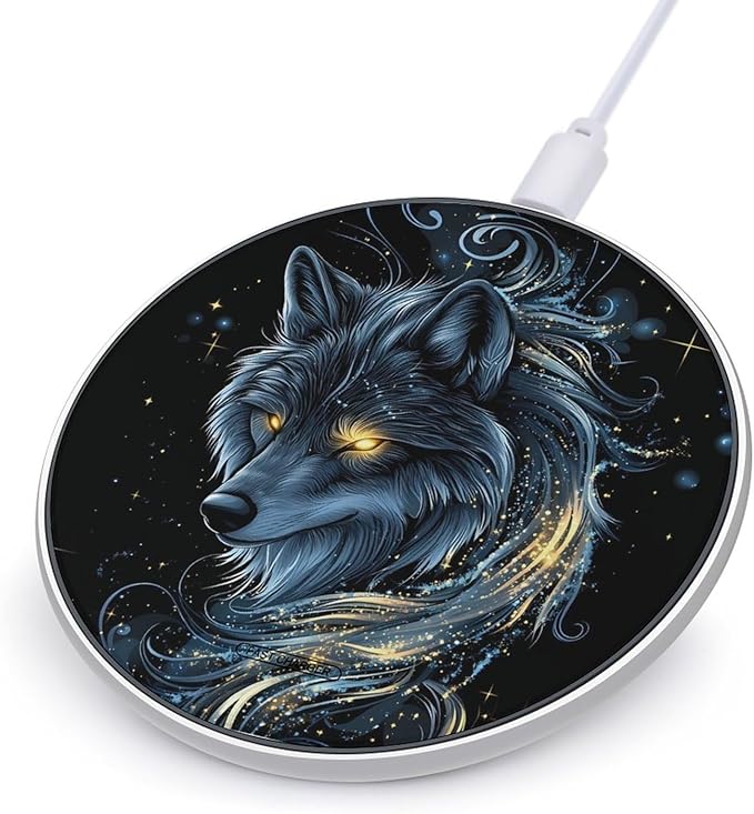 Magical Wolf Print Wireless Charger Anti-Slip Wireless Charging Pad Slim Charger Mat for Men Women