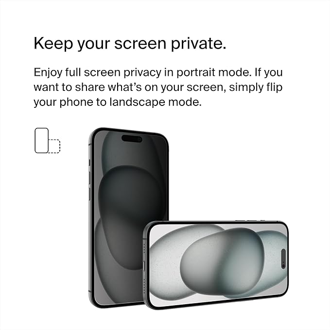 Belkin ScreenForce TemperedGlass Treated Privacy Screen Protector for iPhone 15 Plus and 14 Pro Max- Slim &amp Scratch-Resistant - Includes Easy Align Tray for Bubble Free Application