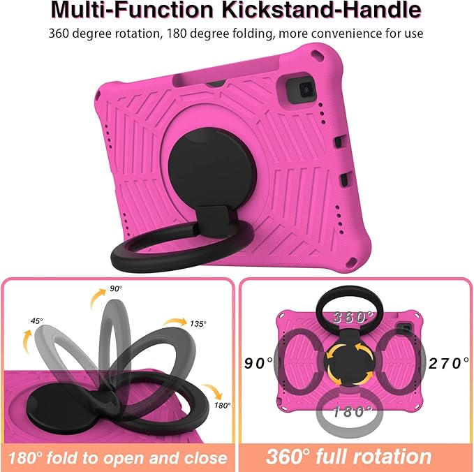 for Samsung Galaxy Tab S5e 10.5 (2019) SM-T720/T725 Tablet Case for Kids - EVA Lightweight Shockproof 360° Rotating Handle Stand Rugged Cover W Shoulder StrapRose Red