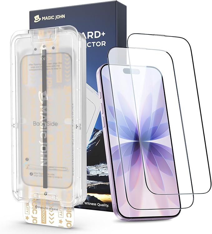 MAGIC JOHN 3rd Gen Upgraded for iPhone 17 Screen Protector 6.3 InchHD ClearShatterproof Tempered FilmAuto Dust-EliminationBubble FreeEasy Installation2 Pack