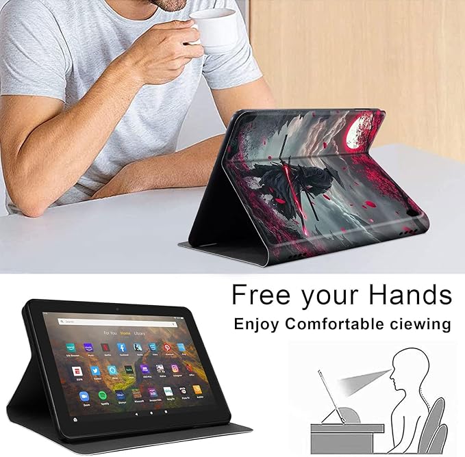 for Fire HD 10 Tablet Case for Kindle Fire HD 10/10 Plus 13th/11th Gen 2023/2021 Slim PU Leather Stand Cover with Auto Wake/Sleep Multi-Angle Viewing &amp Shockproof Samurai