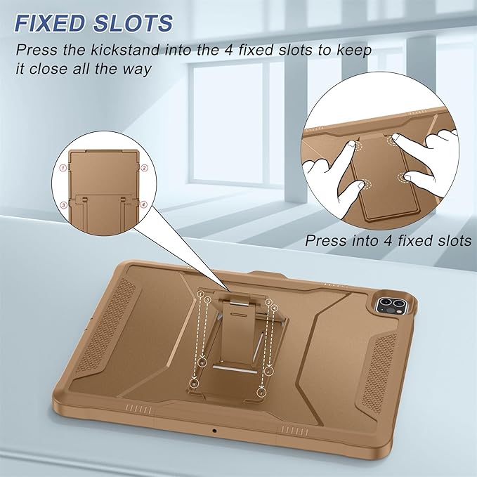 Soke Case for iPad Pro 12.9 Inch 6th/5th/4th Generation(2022/2021/2020 Release) Rugged Shockproof Protective Cover with Built-in Kickstand for Apple iPad Pro 12.9 - Light Brown
