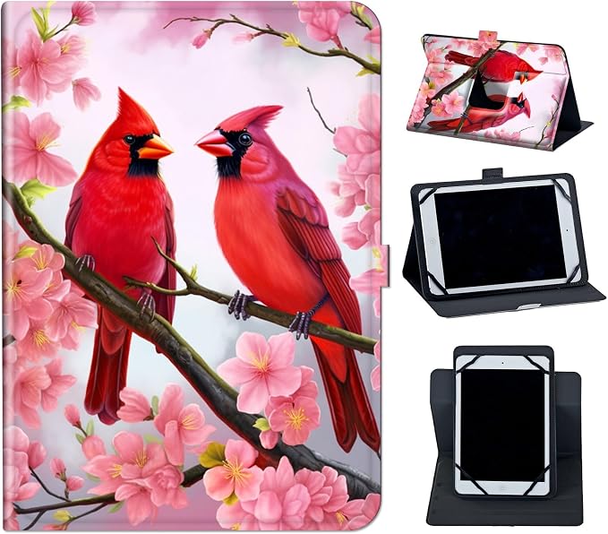 Red Birds Pink Flowers