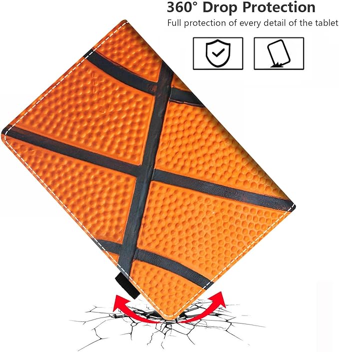 Case for Amazon Kindle Fire HD 10 &amp 10 Plus Tablet 10.1 (13th/11th Generation 2023/2021 Release) - Premium PU Leather Cover with Auto Sleep Wake Basketball Surface