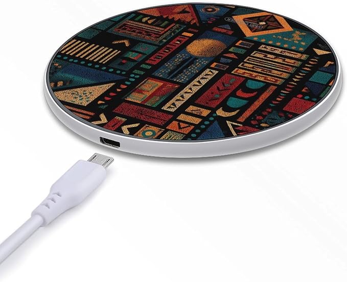Colorful Egyptian Traditional Symbols Fast Portable Charger 10W Funny Graphic Phone Charging Pad with USB Cable