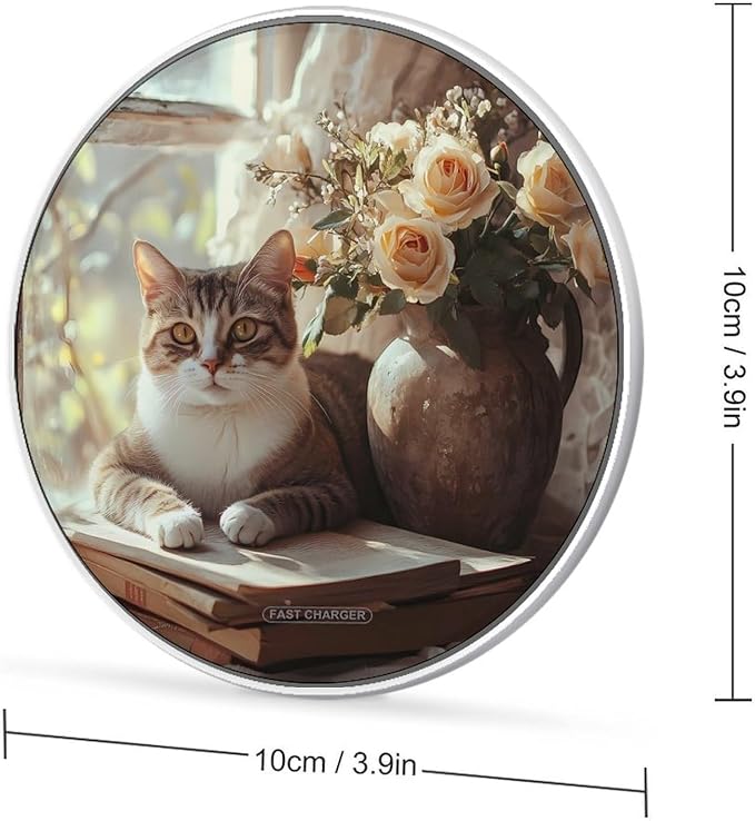 Cat Book Wireless Charger Anti-Slip Wireless Charging Pad Slim Charger Mat for Men Women