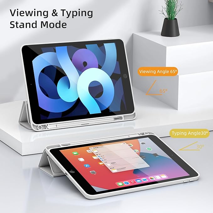 Idocolors Cute Kawaii Puppy Dog Pad Case for 12.9 Inch iPad Pro 2022/2021/2020/2018 Clear TPU Trifold Stand Back Cover with Pencil Holder Auto Wake/Sleep Foldable Shockproof Protective Case
