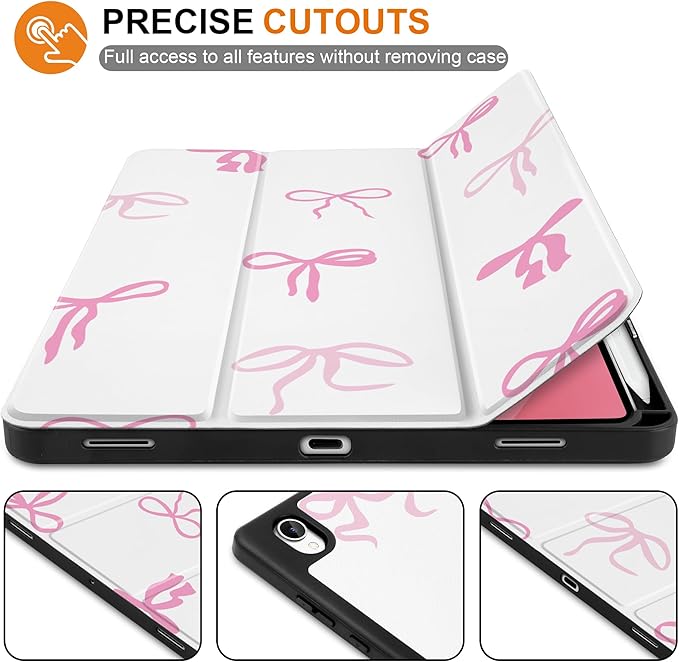 DONGKE Case for Samsung Galaxy Tab S11 5G 11 2025 Model (SM-X730/X736B) Slim Lightweight Trifold Stand Cover with S Pen Holder Auto Sleep/Wake Soft TPU Shockproof Back Pink Bows