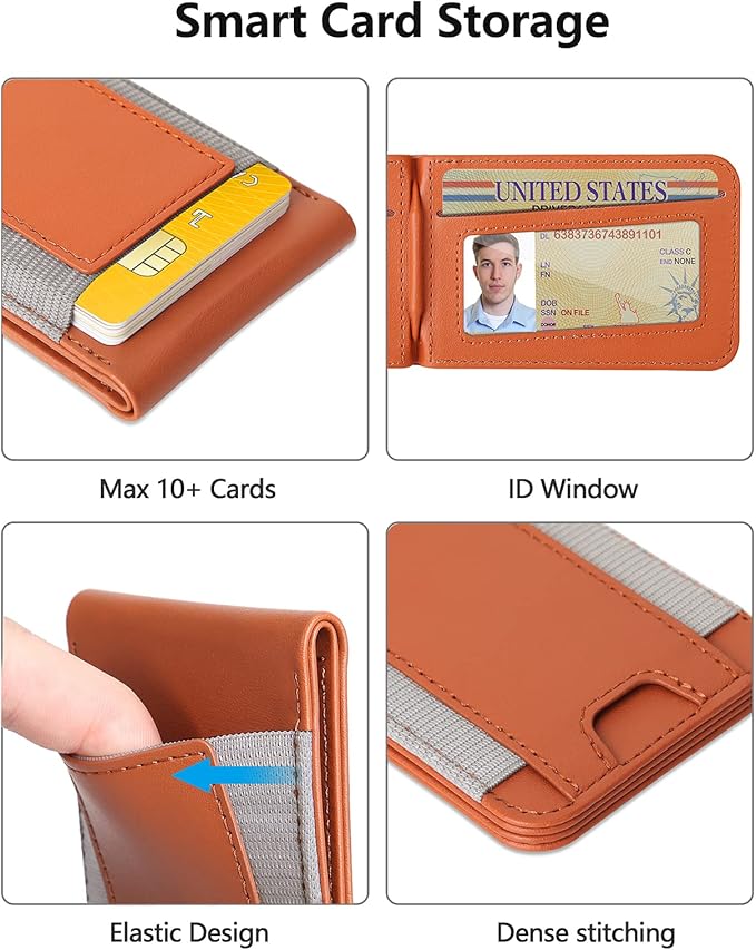 ExtreLife 2-in-1 Magsafe Wallet Adjustable Stand and Open ID Window Magnetic Wallet for iPhone 17/16/15/14 Pro Max/14 Pro/14/14 Plus/13/12 Series 9 Cards Brown