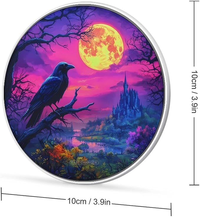 Crow Print Wireless Charger Anti-Slip Wireless Charging Pad Slim Charger Mat for Men Women