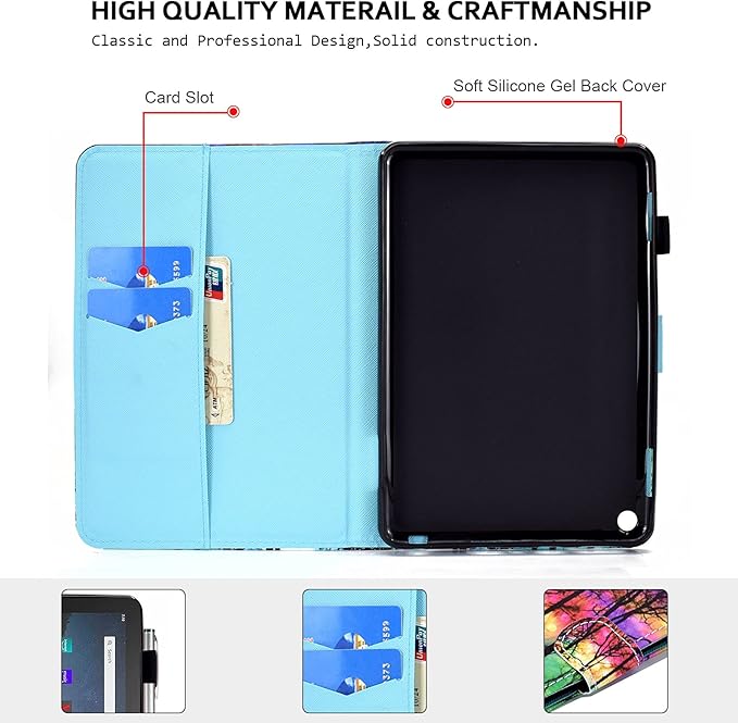Smart Case for Amazon Fire HD 10 13th/11th Gen Fire HD 10 Plus(Pro) 2021/2023 Techcircle Slim Folio Stand Magnetic Flip Cover with Card Slots+Pen Holder Auto Sleep/Wake Colorful Forest