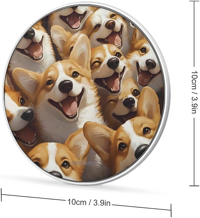 Cute Corgis Wireless Charger Anti-Slip Wireless Charging Pad Slim Charger Mat for Men Women