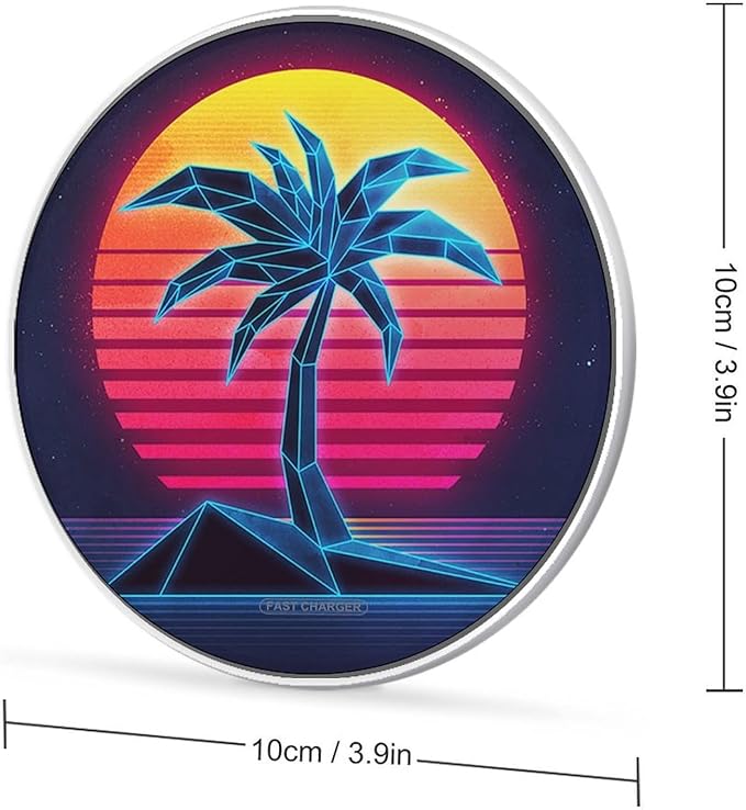 Coconuts Trees 80s Sunset Phone Charger Magnetic Charging Pad Anti-Slip with USB Cable