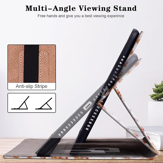 Case for Lenovo Yoga Tab Plus Tablet 12.7 Inch 2025 Multi-Angle Viewing Premium PU Leather Stand Case with Elastic Strap &amp Card Slots for Lenovo Yoga Tab Plus 12.7 Tablet- Diamond Peach