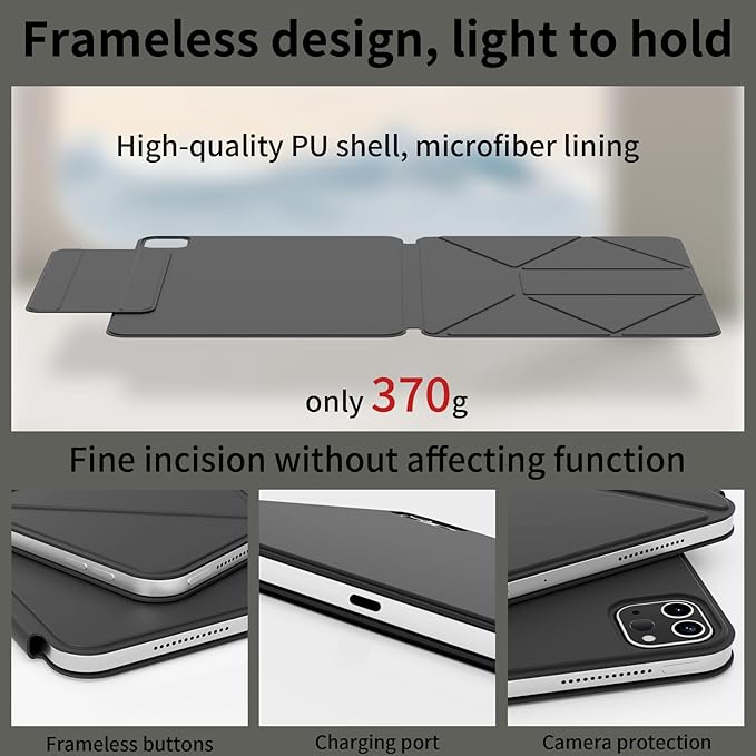 KenKe Magnetic Case for iPad Pro 11 Inch 4th/3rd/2nd Generation 2022/2021/2020 with Removable Pencil Holder Smart Folio Magnetic Slim Stand Cover with 6+View Angles Auto Wake/Sleep Black