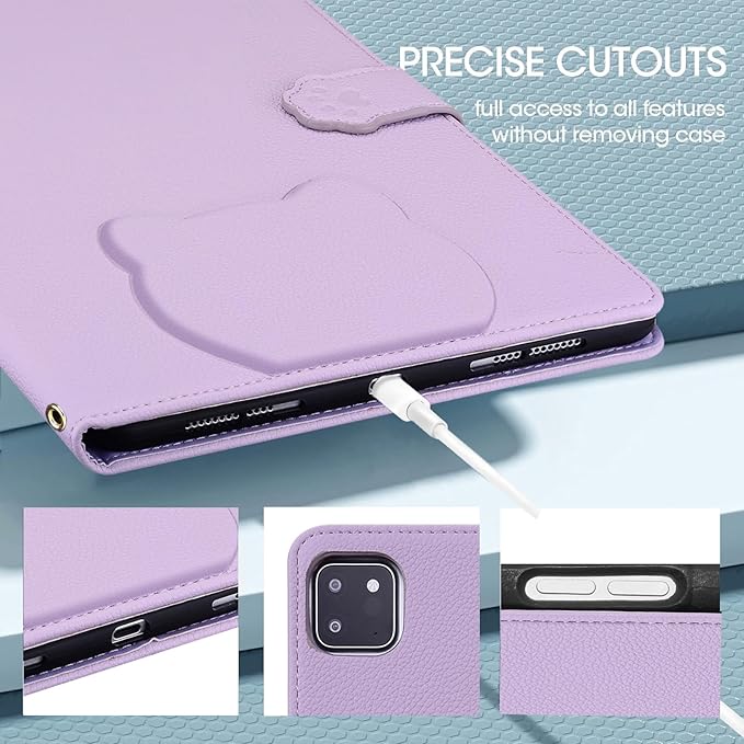 Flip Case for Samsung Galaxy Tab S10 Ultra/S9 Ultra/S8 Ultra 14.6 Cute Cat Design Slim Fit Multi Angle Stand Shockproof Cards Holder Protective Shell Cover for Samsung 14.6 Tablet Purple