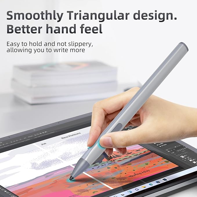 Stylus Pen for ASUS Transformer/Mini/ASUS Zenbook Flip/Pro/ASUS Vivobook Flip/Pro/Duo/ASUS Notebook Rechargeable MPP 2.0 Tilt Pen with 4096 Pressure Sensitivity Triangular Pen Body Design Silver