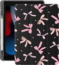 Idocolors Case for iPad 11 inch (A16 Chip) 2025 Generation 11th / iPad 10.9 inch 2022 10th Gen Built-in Pencil Holder with Soft TPU Shockproof Back Shell Auto Wake/Sleep Pink Bows-Black