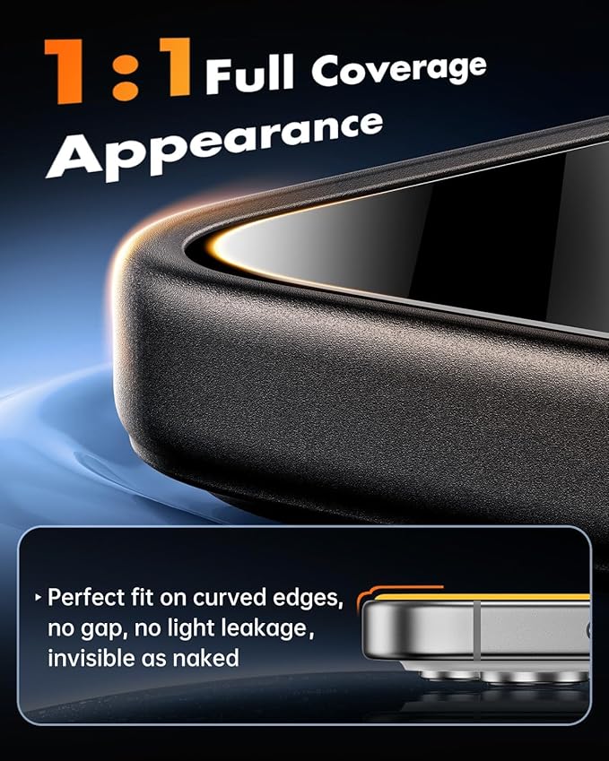 UNBREAKcable Privacy Screen Protector for iPhone 16 Pro 3 Pack Full Coverage Tempered Glass [28° Anti-Spy] [9H Hardness] [Easy Installation Box] Shatterproof Private Screen Guard