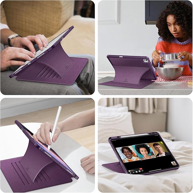 Fintie Magnetic Stand Case for iPad Pro 13-inch (M5) 2025 / (M4) 2024 - Multiple Angles Shockproof Rugged Soft TPU Cover with Pencil Holder Auto Sleep/Wake Purple