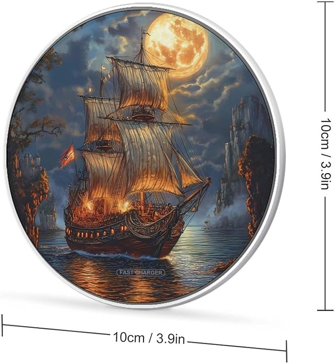 Sailboat Wireless Charger Anti-Slip Wireless Charging Pad Slim Charger Mat for Men Women