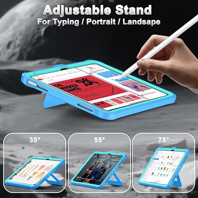 Soke Case for iPad (A16) 11th Generation 11-Inch 2025 /10th Generation 10.9-Inch 2022 with Screen Protector and Multi-Angle Kickstand Rugged Full Body Heavy Duty Protective Cover - Blue Green