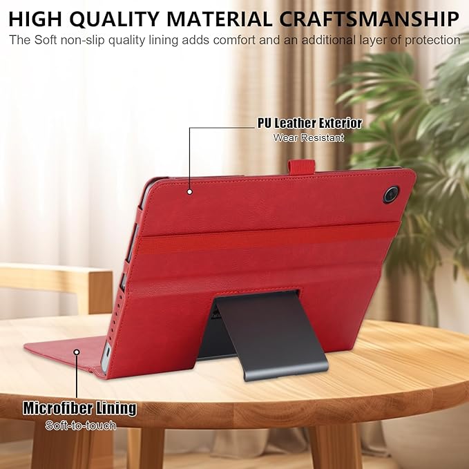 Case Compatible with Lenovo Tab Plus 11.5 inch Tablet PU Leather Business Cover for Pad Studio (TB351FU) Folding Stand CoverRed