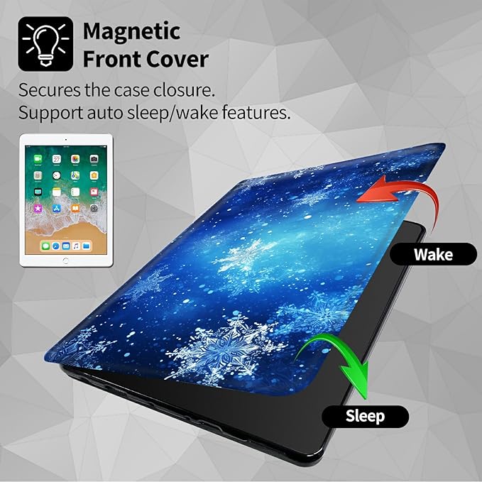 Case for Samsung Galaxy Tab S6 10.5 2019 (Model SM-T860/T865/T867) Blue Snow Snowflakes Theme 360 Degree Rotating Stand Smart Protective Cover for Samsung S6 T860 Tablet