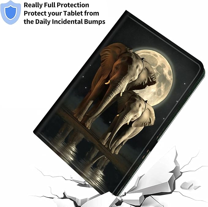 Elephants Under Moon